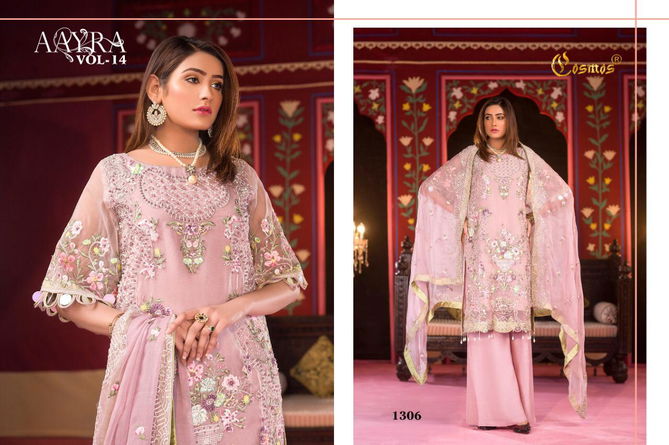 Cosmos Aayra 14 Georgette Festive Wear Embroidery Pakistani Salwar Kameez Collection